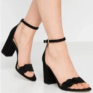Sam Edelman Odila Ankle Strap Block Heel Sandals Black Suede Size 6.5